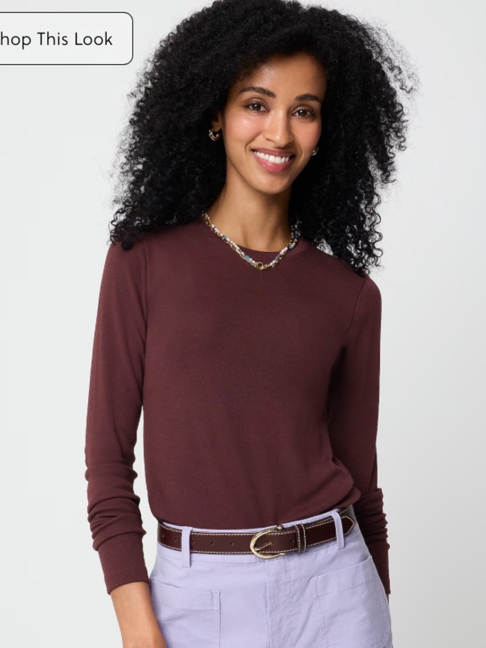NWT J Crew Women's Long-Sleeve Crewneck Top in (Coco Berry)